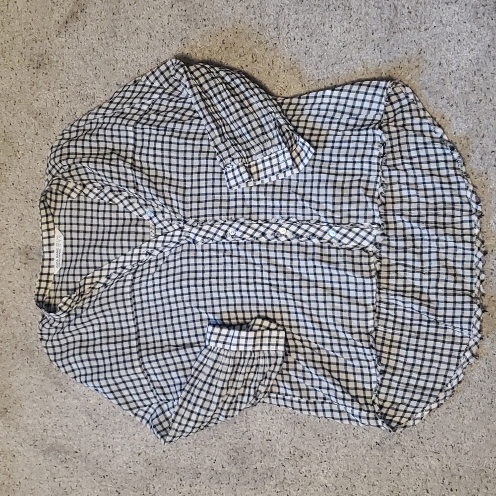 2/$10! Free! Zara black and white gingham top sz s